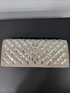 Elegant Silver Crystal Evening Clutch